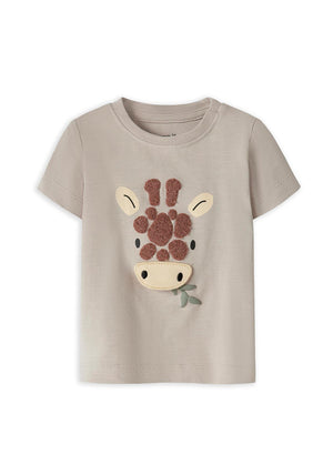 Name It Baby Boy Hole Giraffe Short Sleeve Tee, Beige