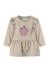 Name It Baby Girl Nilda Cupcake Sweater Dress, Beige