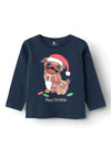 Name It Mini Boy Christmas Long Sleeve Top, Dark Sapphire