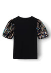 Name It Kid Girl Romilla Sequins Short Sleeve Top, Black