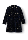 Name It Mini Girl Rifly Long Sleeve Velvet Dress, Dark Sapphire