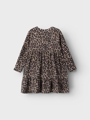 Name It Mini Girl Leopard Dress, Oxford Tan