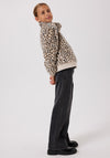 Name It Kid Girl Mila Fleece Animal Print Jacket, Beige
