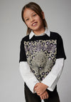 Name It Kid Girl Suri Def Leppard Short Sleeve Tee, Black