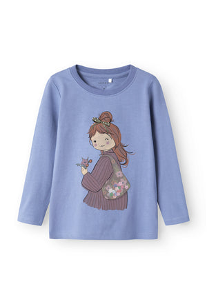 Name It Mini Girl Otrea Long Sleeve Top, Blue
