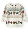 Name It Baby Boy Ralko Long Sleeve Knit Christmas Jumper, Beige