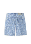 Name It Kid Girl Rose Denim Floral Long Denim Shorts, Blue