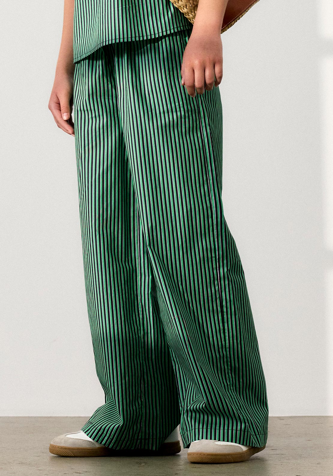 Name It Kid Girl Laura Wide Leg Stripe Trouser, Bright Green