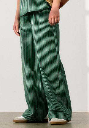 Name It Kid Girl Laura Wide Leg Stripe Trouser, Bright Green