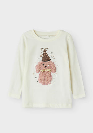 Name It Mini Girl Ninna Long Sleeve Top, Off White