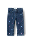 Name It Mini Girl Bella Heart Mom Jeans, Dark Blue