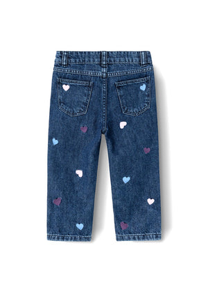 Name It Mini Girl Bella Heart Mom Jeans, Dark Blue