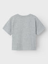 Name It Kid Girl Balberte Short Sleeve Loose Top, Grey Melange