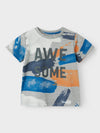 Name It Mini Boy Bulgur Short Sleeve Top, Grey Melange