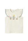 Name It Baby Girl Jodie Cap Sleeve Cactus Tee, Off White