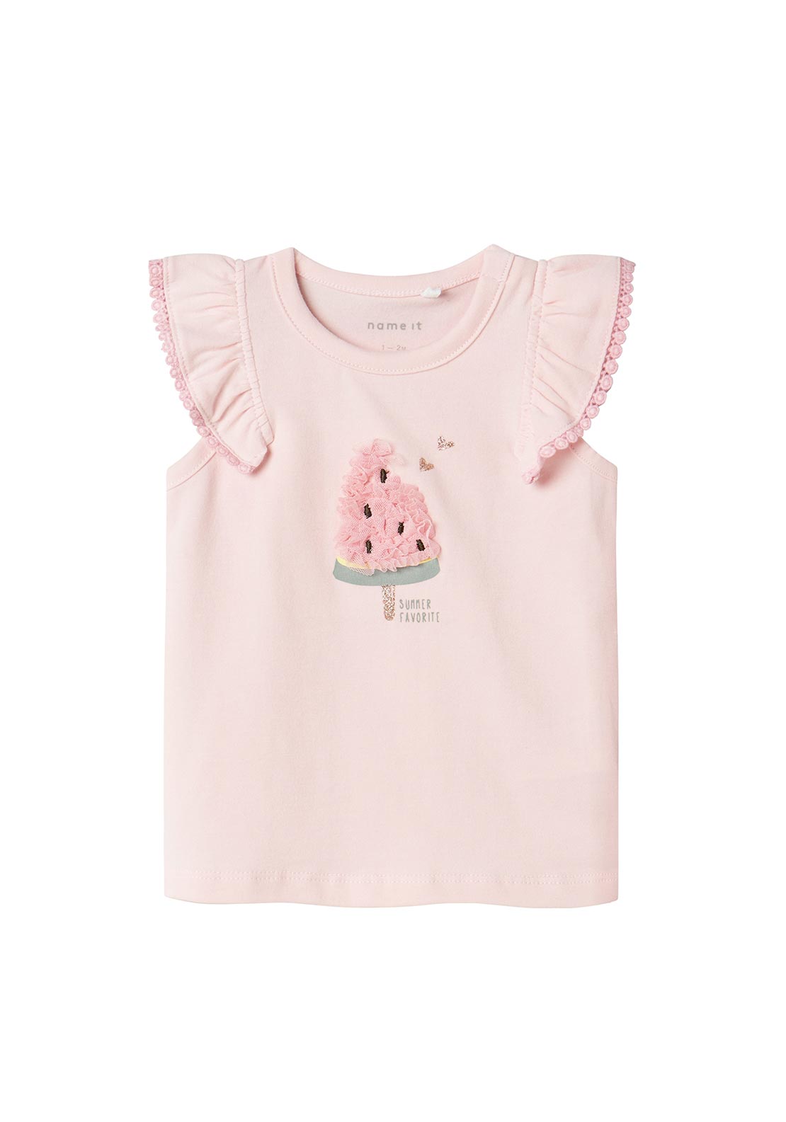 Name It Baby Girl Jodie Cap Sleeve Watermelon Tee, Pink