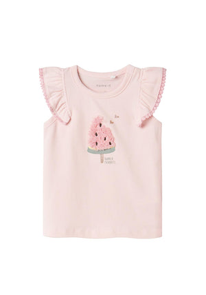 Name It Baby Girl Jodie Cap Sleeve Watermelon Tee, Pink