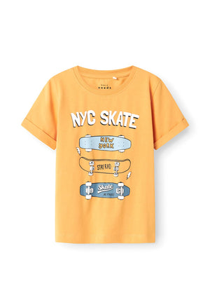 Name It Mini Boy Vux Short Sleeve Top, Gold Earth