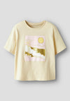 Name It Kid Girl Glitter Beach Tee, Light Beige