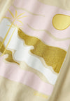 Name It Kid Girl Glitter Beach Tee, Light Beige