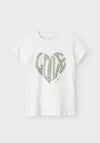 Name It Kid Girl Hillip Love Tee, Bright White