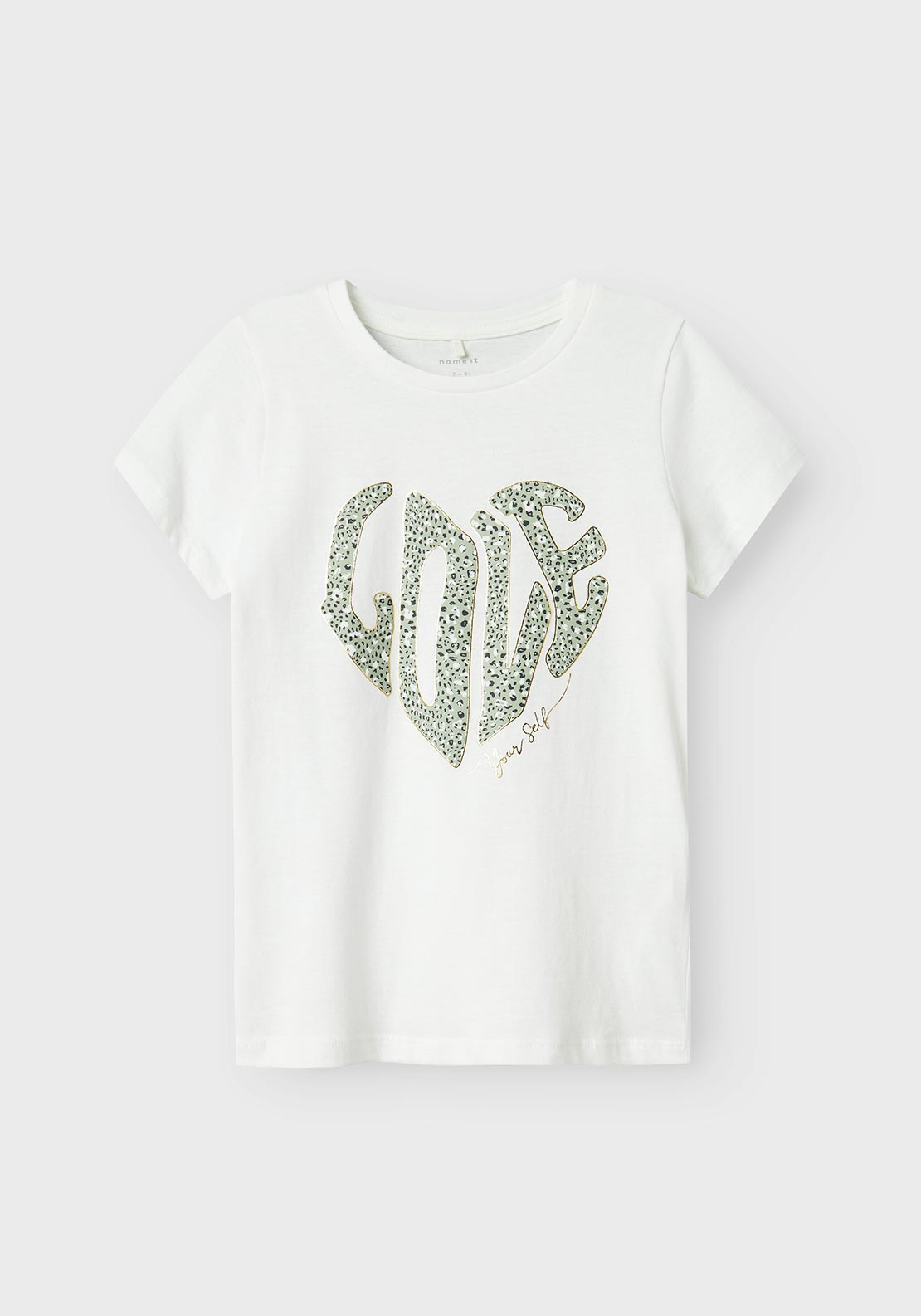 Name It Kid Girl Hillip Love Tee, Bright White