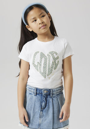 Name It Kid Girl Hillip Love Tee, Bright White