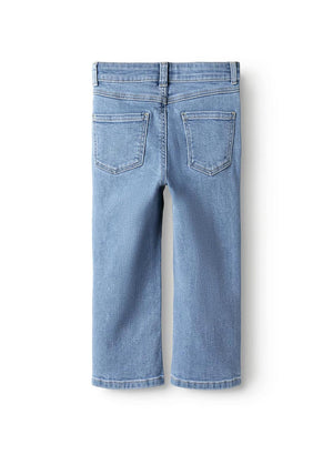 Name It Mini Gril Rose Straight Embroidered Jeans, Light Blue Denim