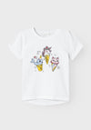 Name It Mini Girl Vix Short Sleeve Tee, Bright White