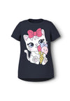 Name It Mini Girl Vix Short Sleeve Tee, Dark Sapphire