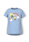 Name It Mini Girl Bee Vux Short Sleeve Top, Chambray Blue