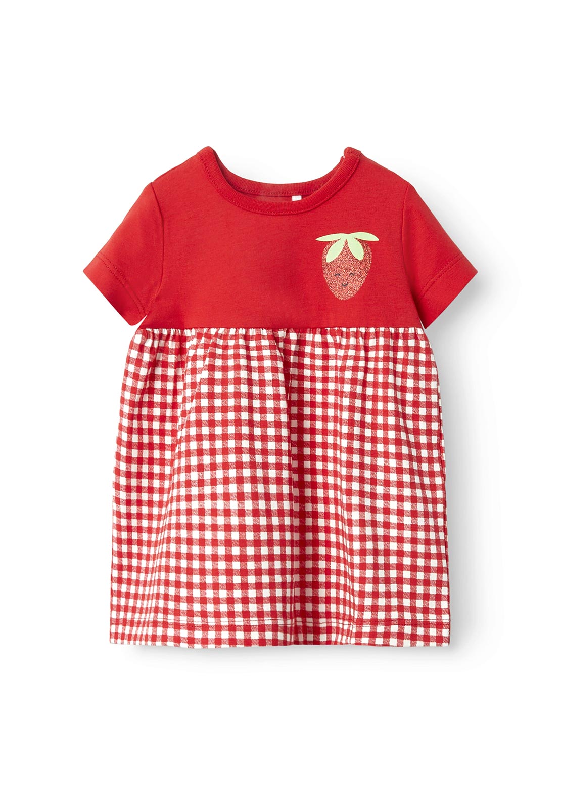 Name It Baby Girl Funny Short Sleeve Dress, Chinese Red