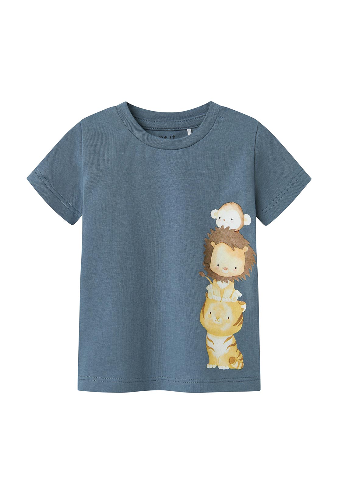 Name It Baby Boy Harrison Safari Animal Tee, Blue Mirage