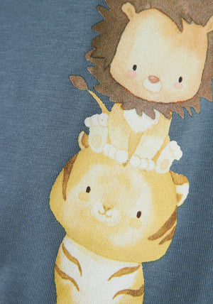 Name It Baby Boy Harrison Safari Animal Tee, Blue Mirage