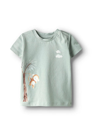 Name It Baby Boy Harrison Monkey Tee, Aqua Gray