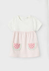 Name It Baby Girl Jabelle Stripe Watermelon Dress, Off White & Pink