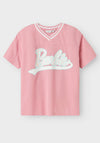 Name It Kid Girl Barbie Baseball Tee, Cameo Pink