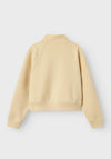Name It Kid Girl Juel Short Quarter Zip Sweatshirt, Light Beige