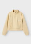 Name It Kid Girl Juel Short Quarter Zip Sweatshirt, Light Beige
