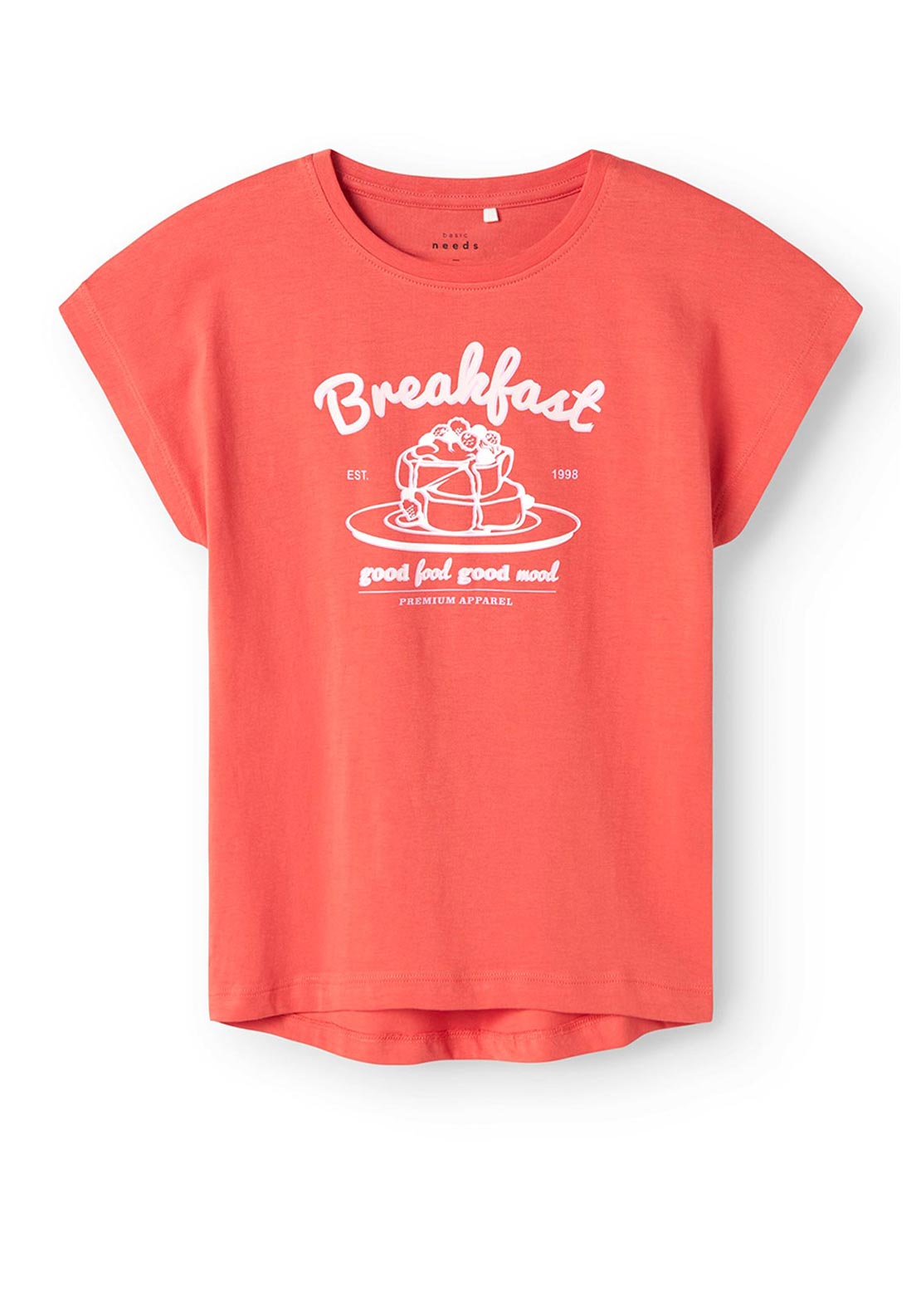 Name It Kid Girl Violet Cap Sleeve Graphic Tee, Spiced Coral