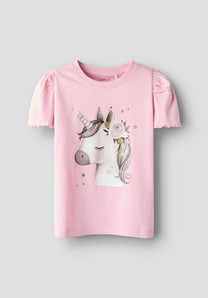 Name It Mini Girl Jane Short Sleeve Top, Cameo Rose