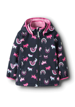 Name It Mini Girl Malta Rainbow Print Waterproof Jacket, Navy