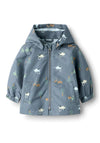 Name It Baby Boy Maxi Tractor Print Hooded Jacket, Grey
