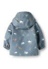 Name It Baby Boy Maxi Tractor Print Hooded Jacket, Grey