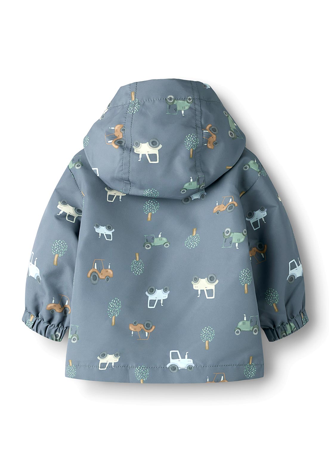 Name It Baby Boy Maxi Tractor Print Hooded Jacket, Grey