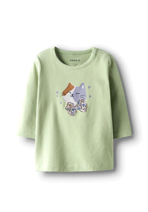 Name It Baby Girl Tanya Long Sleeve Top, Green