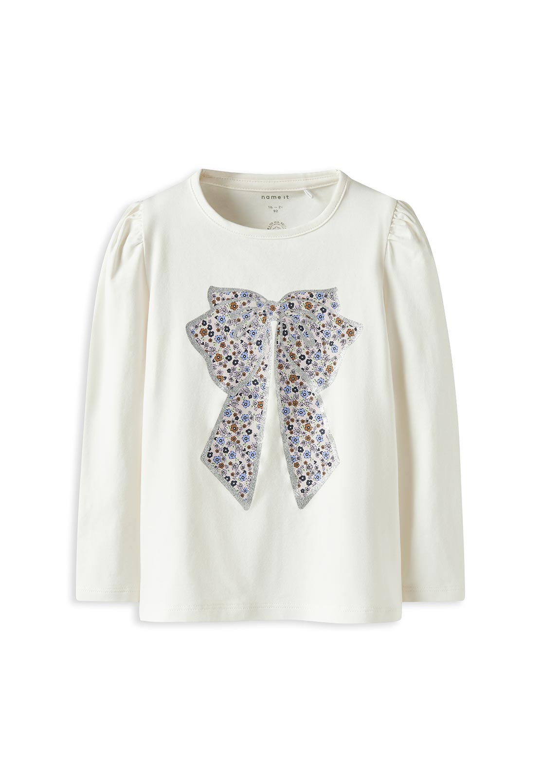 Name It Mini Girl Tally Floral Detail Top, Off White