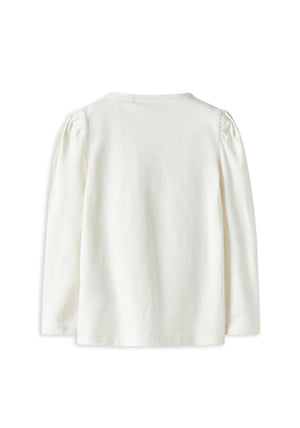 Name It Mini Girl Tally Floral Detail Top, Off White