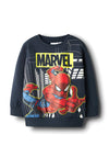 Name It Mini Boy Dion Spiderman Long Sleeve Sweater Top, Navy