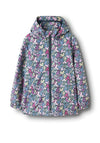 Name It Kid Girl Maxi Floral Hooded Jacket, Navy